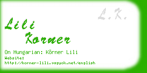 lili korner business card
